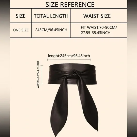 Faux Vegan Leather Wrap Belt Black - Picture 4 of 4